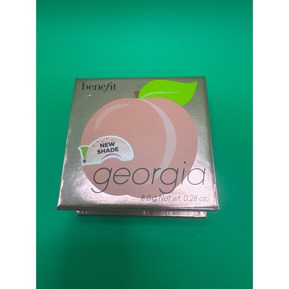 Benefit Georgia Blush Powder 8g Peachy New Shade With Brush Highlighter - Picture 1 of 3